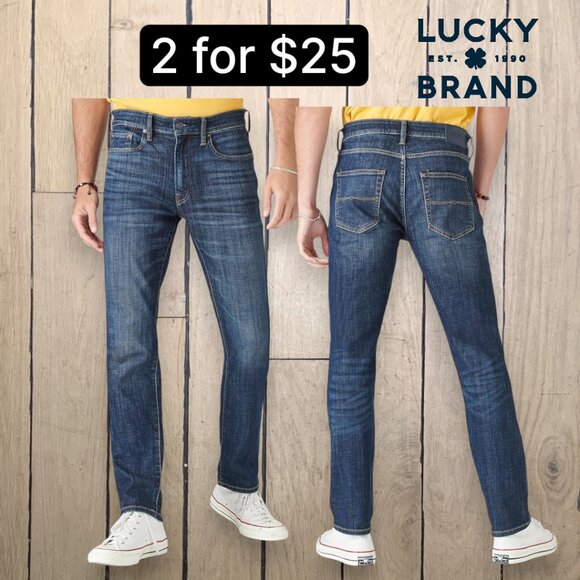 Lucky Brand Sz 36/30 410 Athletic Slim Stretch Dark Wash Straight Leg Blue Jeans - Picture 1 of 11